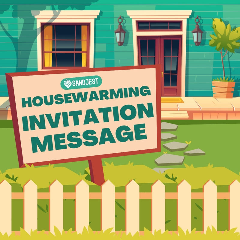 Add laughter to your gathering with a funny housewarming invitation message with a simple design thumbnail.