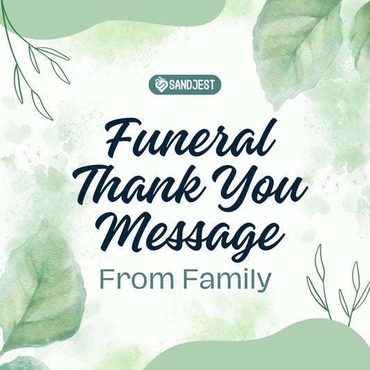 Guidance on what to say in a funeral thank you message from family with floral design.
