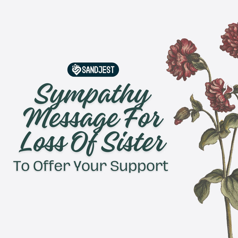 Comforting sympathy message for loss of sister with floral design.