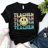 Sandjest Teacher T-Shirt Smiling Face Gift for Women Teachers Professors