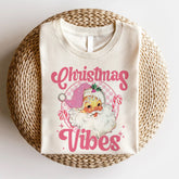 Sandjest Christmas Vibes Retro Shirt, Groovy Christmas Santa Tshirt, Holiday Apparel, Vintage Pink Santa Clause Sweatshirt, Vintage Graphic Tee