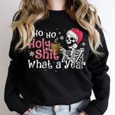 Sandjest Funny Christmas Sweatshirt, Ho Ho Holy Shirt, What a Year Hoodie, Christmas Skeleton T-Shirt, Christmas Pajamas, Christmas Gifts