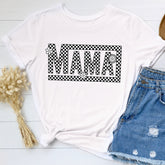Sandjest Mom T-Shirt Mama Style Checkerboard Gift for Mother Mommy