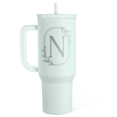 Personalized Monogrammed Tumbler with Handle 40oz, Letter N Tumblers Insulated Coffee Travel Cup, Custom Initial Gift for Women Girls Friends, Monogram Gift for Christmas Birthday Mothers Day