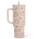 Pumpkin Tumbler with Handle and Straw 40oz – Stainless Sleel Slider Tumbler Travel Coffee Mug for Women - Gift Idea for Fall Autumn Halloween