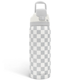 Checkered Insulated Stainless Steel Water Bottle with Straw for Sports and Travel, 32oz, Gifts for Women Girls Friends Teens Birthday Christmas (Grey)