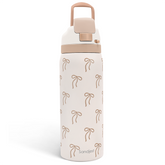 Bow Insulated Stainless Steel Water Bottle with Straw for Sports and Travel, 32oz, Gifts for Women Girls Friends Teens Birthday Christmas (Brown)