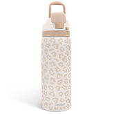Leopard Print Insulated Stainless Steel Water Bottle with Straw for Sports and Travel, 32oz, Gifts for Women Girls Friends Teens Birthday Christmas (Beige)