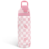 Checkered Floral Insulated Stainless Steel Water Bottle with Straw for Sports and Travel, 32oz, Gifts for Women Girls Friends Teens Birthday Christmas