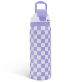 Checkered Insulated Stainless Steel Water Bottle with Straw for Sports and Travel, 32oz, Gifts for Women Girls Friends Teens Birthday Christmas (Purple)