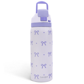 Bow Insulated Stainless Steel Water Bottle with Straw for Sports and Travel, 32oz, Gifts for Women Girls Friends Teens Birthday Christmas (Purple)