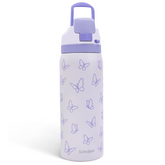 Butterfly Insulated Stainless Steel Water Bottle with Straw for Sports and Travel, 32oz, Gifts for Women Girls Friends Teens Birthday Christmas (Purple)