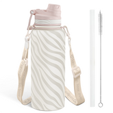 Zebra Skin Stainless Steel Water Bottle with Strap 32oz, Insulated Bottles with Straw and Spout Lid for Gym Sports Travel Outdoor, Gifts for Women Girls Birthday Christmas