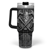 Viking Gifts for Men, 40oz Stainless Steel Insulated Coffee Tumbler With Lid & Straw, Travel Mug Cup Gift for Husband Dad, Christmas Birthday