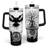 Viking Gifts for Men, 40oz Stainless Steel Insulated Coffee Tumbler With Lid & Straw, Travel Cup Gift for Husband Dad, Christmas Birthday