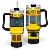 School Bus Driver Gift, 40oz Stainless Steel Insulated Coffee Tumbler With Lid & Straw, Travel Mug Appreciation Gift for Men Women Christmas Birthday Back To School