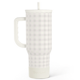 Grey Gingham 40oz Slider Tumbler with Handle and Straw - Insulated Stainless Steel Travel Coffee Mug for Women Girls, Gift for Birthday, Christmas