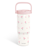 Tulip Stainless Steel Straw Lid Tumbler 30oz with Carry Handle for Women Girls, Insulated Travel Coffee Cup, Gift for Sports Workout Christmas Birthday