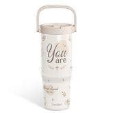 Christian Stainless Steel Straw Lid Tumbler 30oz with Carry Handle for Women Girls, You Are Insulated Travel Coffee Cup, Gift for Sports Outdoor Workout Christmas Birthday