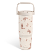 Cowgirl Stainless Steel Straw Lid Tumbler 30oz with Carry Handle for Women Girls, Insulated Travel Coffee Cup, Gift for Sports Outdoor Workout Christmas Birthday