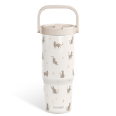 Cat Stainless Steel Straw Lid Tumbler 30oz with Carry Handle for Women Girls Cat Lovers, Insulated Travel Coffee Cup, Gift for Sports Outdoor Workout Christmas Birthday