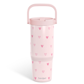 Heart Stainless Steel Straw Lid Tumbler 30oz with Carry Handle for Women Girls, Insulated Travel Coffee Cup, Gift for Sports Outdoor Workout Christmas Birthday