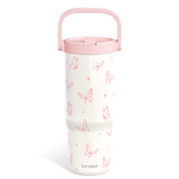Butterfly Stainless Steel Straw Lid Tumbler 30oz with Carry Handle for Women Girls, Insulated Travel Coffee Cup, Gift for Sports Outdoor Workout Christmas Birthday