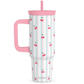 BloomSip 40oz Leak-proof Tumbler | Cherry Stripe