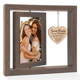 Rotating Photo Frame for Friend, Good Friends Are Like Stars Gifts for BFF, 360-Degree Floating Rotating Wooden Picture Frames for Besties, Long Distance Present