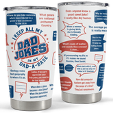 Dad Jokes Insulated Tumbler with Lid - 20oz Stainless Steel Mug for Father - Funny Coffee Cup for Travel Sport Office, Gift for Birthday Father’s Day