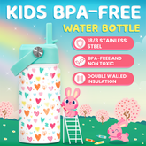 White Heart SipKid | Kids Stainless Steel Straw Lid Water Bottle 12oz