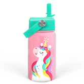 Pink Unicorn SipKid | Kids Stainless Steel Straw Lid Water Bottle 12oz