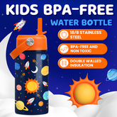 Blue Space SipKid | Kids Stainless Steel Straw Lid Water Bottle 12oz