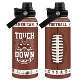 Football Water Bottle with Lid - 32oz Insulated Stainless Steel Sport Bottle - Gifts for Men Football Players Lovers Men