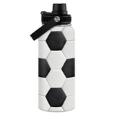 Soccer Water Bottle with Lid 32oz Insulated Stainless Steel Sport Bottles - Gift for Men Soccer Player Fan Coach
