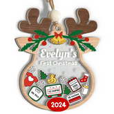 Personalized Baby's First Christmas Ornament - Customized Baby Stats 5 Layered Wooden Ornament, Chirstmas Shaker Ornament, Gift for New Boys Girls Newborn Infant Toddler