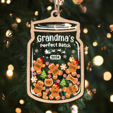 Personalized Grandma Christmas Ornament - Custom Names 5 Layered Wooden Ornament, Shaker Ornament, Grandma's Perfect Batch Family Name, Gift for Grandmother Nana Mimi