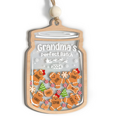 Personalized Grandma Christmas Ornament - Custom Names 5 Layered Wooden Ornament, Shaker Ornament, Grandma's Perfect Batch Family Name, Gift for Grandmother Nana Mimi