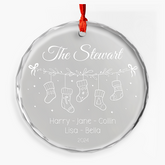 Personalized Family Ornament Crystal Glass, Christmas Hanging Tree Keepsake Gifts for Family, Men Women, Housewarming