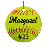 Personalized Softball Ornament Custom Name Number Softball Ball Christmas Ceramic Ornaments Sports Keepsake Gifts Xmas Tree Decorations