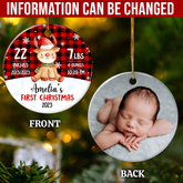 Personalized Baby's First Christmas Ornament with Photo Picture Babys 1st Christmas Double Sided Ceramic Ornaments Keepsake Xmas Tree Decorations