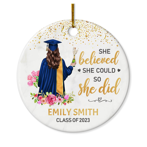 Personalized Graduation Christmas Ornament Class of 2024 Graduate Ceramic Ornaments Graduation Keepsake Gifts Xmas Tree Decorations