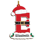 Personalized Christmas Ornament - Custom Intial with Name Shaped Wooden Ornament, Monogram Alphabet Christmas Hanging Decor Keepsake Gift for Women Men Friends Family