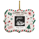 Personalized Baby's First Christmas Ornament - Custom Sonogram Picture Wooden Ornament, Ultrasound Photo Frame, Gift for Pregnancy New Mom