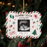 Personalized Baby's First Christmas Ornament - Custom Sonogram Picture Wooden Ornament, Ultrasound Photo Frame, Gift for Pregnancy New Mom