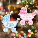 Personalized Baby's First Christmas Ornament - Custom Baby Carriage Wooden Ornament, Boys Girls Christmas Keepsake, Gift for New Mom New Dad