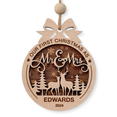 Personalized Christmas Ornament for Couples - Just Married, 2 Layered Wooden Design, First Christmas Keepsake