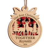 Personalized Gift for Couples - First Christmas Together Ornament, 2 Layered Wooden Design, Wedding Keepsake