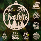Personalized Christmas Ornament - Customized Name Cut-out Wooden Ornament, Christmas Decoration Gift for Family Men Women Friends Boy Girl Couple