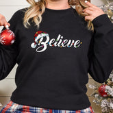 Sandjest Christmas Crewneck Sweatshirt Believe Gift for Girl Friends Women Family Cute Christmas Birthday Gift
